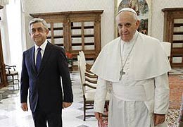 Президент Армении и Папа Римский выразили готовность продолжать развивать и углублять межгосударственные отношения