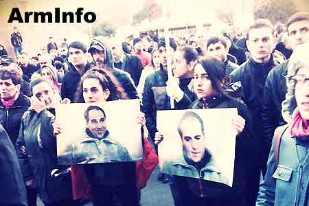 "ORO" bloc`s rally on Liberty Square started with a minute of silence  in memory of Artur Sargsyan