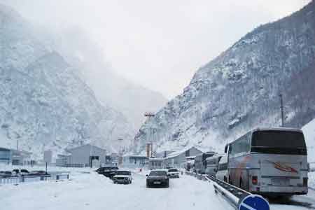 The road to the Upper Lars checkpoint is closed to all types of  vehicles due to the threat of avalanche