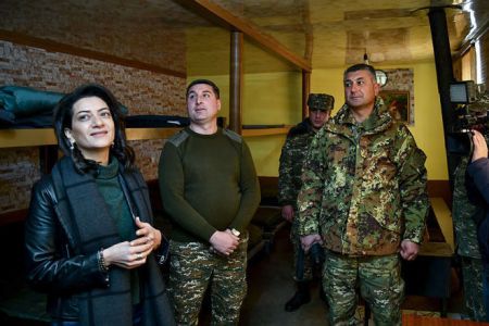 During the visit to Gegharkunik region, Anna Hakobyan visited combat  positions and met with participants in the poverty alleviation  program