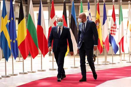 Никол Пашинян встретился в Брюсселе с Президентом Европейского Совета Шарлем Мишелем