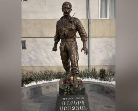 A monument to Robert Abajyan, a hero of the 2016 Artsakh Four-Day  War, unveiled in Yerevan